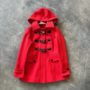 Guess Peacoat Jacket Womens PS Petite S Red Toggle Hooded Wool Y2K Winter Coat